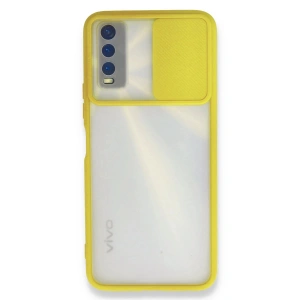 Newface Vivo Y11S Kılıf Palm Buzlu Kamera Sürgülü Silikon - Sarı