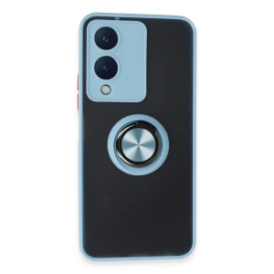 Newface Vivo Y17S Kılıf Montreal Yüzüklü Silikon Kapak - Buz Mavi