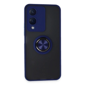 Newface Vivo Y17S Kılıf Montreal Yüzüklü Silikon Kapak - Lacivert