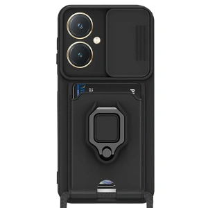 Newface Vivo Y27 Kılıf Zuma Kartvizitli Yüzüklü Silikon - Siyah