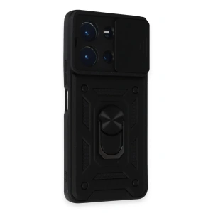 Newface Vivo Y36 Kılıf Pars Lens Yüzüklü Silikon - Siyah