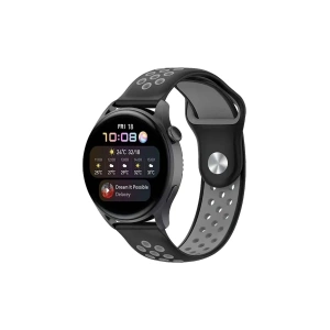 Newface Watch 20mm Spor Delikli Kordon - Siyah-Gri