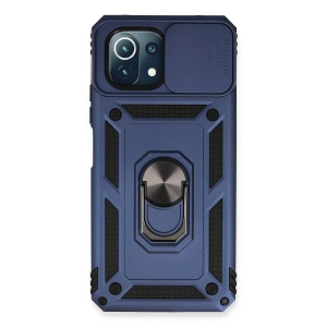 Newface Xiaomi Mİ 11 Lite Kılıf Pars Lens Yüzüklü Silikon - Lacivert