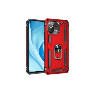 Newface Xiaomi Mİ 11 Lite Kılıf Sofya Yüzüklü Silikon Kapak - Kırmızı