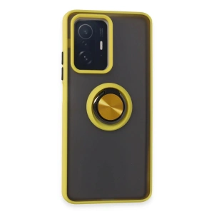 Newface Xiaomi Mi 11T Pro Kılıf Montreal Yüzüklü Silikon Kapak - Sarı
