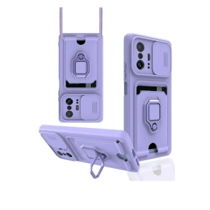 Newface Xiaomi Mi 11T Pro Kılıf Zuma Kartvizitli Yüzüklü Silikon - Lila