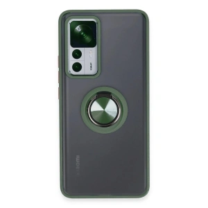Newface Xiaomi Mi 12T Pro Kılıf Montreal Yüzüklü Silikon Kapak - Yeşil