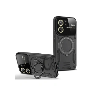 Newface Xiaomi Mi 13T Pro Kılıf Joy Lens Standlı Kapak - Siyah