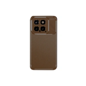 Newface Xiaomi Mi 14T Kılıf Auto Focus Karbon Kapak - Kahverengi
