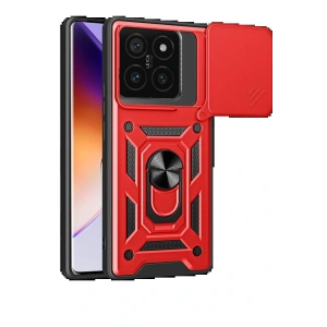 Newface Xiaomi Mi 14T Pro Kılıf Pars Lens Yüzüklü Silikon - Kırmızı