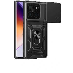 Newface Xiaomi Mi 14T Pro Kılıf Pars Lens Yüzüklü Silikon - Siyah