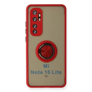 Newface Xiaomi Mi Note 10 Lite Kılıf Montreal Yüzüklü Silikon Kapak - Kırmızı
