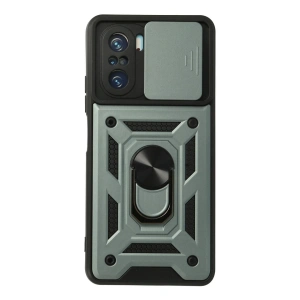 Newface Xiaomi Poco F3 Kılıf Pars Lens Yüzüklü Silikon - Yeşil