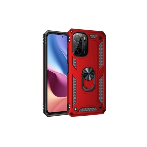 Newface Xiaomi Poco F3 Kılıf Sofya Yüzüklü Silikon Kapak - Kırmızı