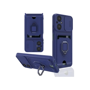 Newface Xiaomi Poco M5 Kılıf Zuma Kartvizitli Yüzüklü Silikon - Lacivert