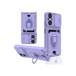 Newface Xiaomi Poco M5 Kılıf Zuma Kartvizitli Yüzüklü Silikon - Lila