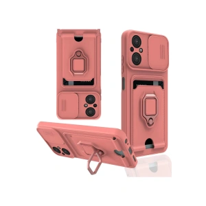 Newface Xiaomi Poco M5 Kılıf Zuma Kartvizitli Yüzüklü Silikon - Pembe