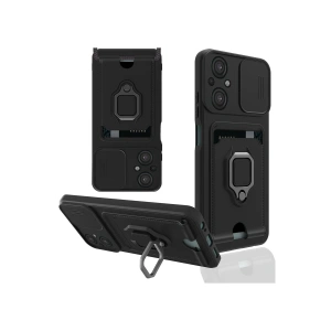 Newface Xiaomi Poco M5 Kılıf Zuma Kartvizitli Yüzüklü Silikon - Siyah