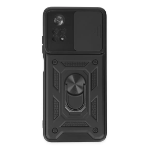 Newface Xiaomi Poco X4 Pro 5G Kılıf Pars Lens Yüzüklü Silikon - Siyah