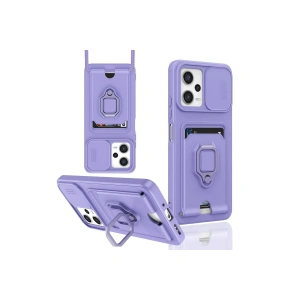 Newface Xiaomi Poco X5 5G Kılıf Zuma Kartvizitli Yüzüklü Silikon - Lila