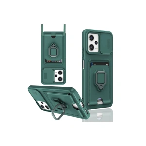 Newface Xiaomi Poco X5 5G Kılıf Zuma Kartvizitli Yüzüklü Silikon - Yeşil