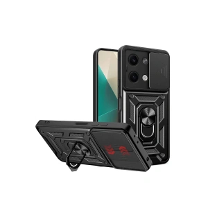 Newface Xiaomi Poco X6 Kılıf Pars Lens Yüzüklü Silikon - Siyah