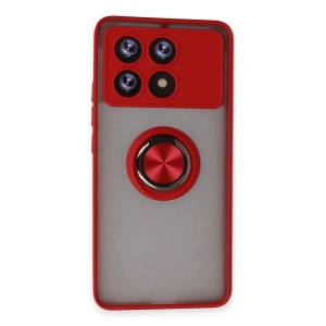 Newface Xiaomi Poco X6 Pro Kılıf Montreal Yüzüklü Silikon Kapak - Kırmızı