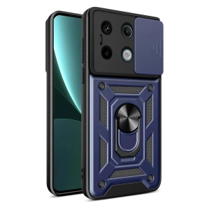 Newface Xiaomi Poco X6 Pro Kılıf Pars Lens Yüzüklü Silikon - Lacivert