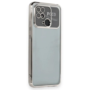 Newface Xiaomi Redmi 10C Kılıf Razer Lensli Silikon - Gümüş