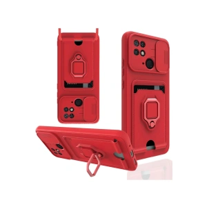 Newface Xiaomi Redmi 10C Kılıf Zuma Kartvizitli Yüzüklü Silikon - Kırmızı