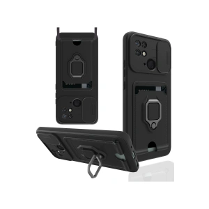 Newface Xiaomi Redmi 10C Kılıf Zuma Kartvizitli Yüzüklü Silikon - Siyah