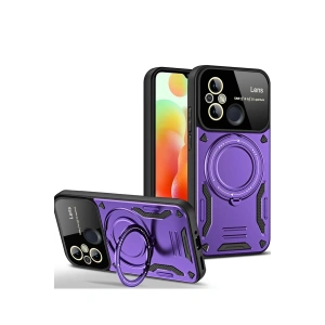 Newface Xiaomi Redmi 12C Kılıf Joy Lens Standlı Kapak - Mor