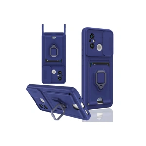 Newface Xiaomi Redmi 12C Kılıf Zuma Kartvizitli Yüzüklü Silikon - Lacivert