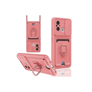 Newface Xiaomi Redmi 12C Kılıf Zuma Kartvizitli Yüzüklü Silikon - Pembe