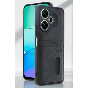 Newface Xiaomi Redmi 13 4G Kılıf Sara Kartvizitli Deri Kılıf - Lacivert