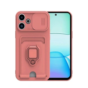 Newface Xiaomi Redmi 13 4G Kılıf Zuma Kartvizitli Yüzüklü Silikon - Pembe