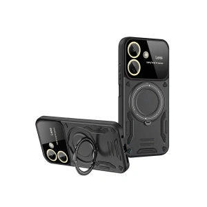 Newface Xiaomi Redmi 13C Kılıf Joy Lens Standlı Kapak - Siyah