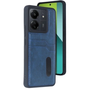 Newface Xiaomi Redmi 13C Kılıf Sara Kartvizitli Deri Kılıf - Lacivert