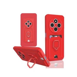 Newface Xiaomi Redmi 14C Kılıf Zuma Kartvizitli Yüzüklü Silikon - Kırmızı