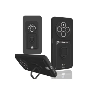 Newface Xiaomi Redmi 14C Kılıf Zuma Kartvizitli Yüzüklü Silikon - Siyah