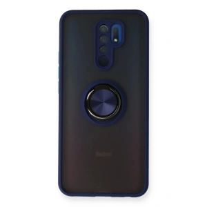 Newface Xiaomi Redmi 9 Kılıf Montreal Yüzüklü Silikon Kapak - Lacivert
