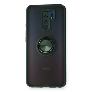 Newface Xiaomi Redmi 9 Kılıf Montreal Yüzüklü Silikon Kapak - Yeşil