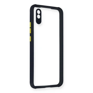 Newface Xiaomi Redmi 9A Kılıf Miami Şeffaf Silikon - Lacivert