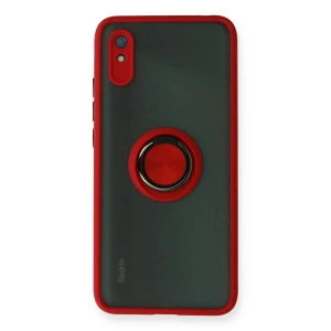 Newface Xiaomi Redmi 9A Kılıf Montreal Yüzüklü Silikon Kapak - Kırmızı