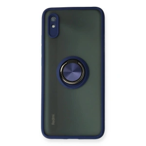 Newface Xiaomi Redmi 9A Kılıf Montreal Yüzüklü Silikon Kapak - Lacivert