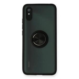 Newface Xiaomi Redmi 9A Kılıf Montreal Yüzüklü Silikon Kapak - Siyah