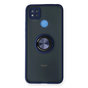 Newface Xiaomi Redmi 9C Kılıf Montreal Yüzüklü Silikon Kapak - Lacivert