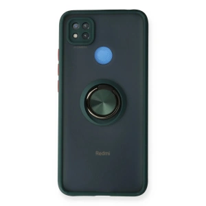 Newface Xiaomi Redmi 9C Kılıf Montreal Yüzüklü Silikon Kapak - Yeşil