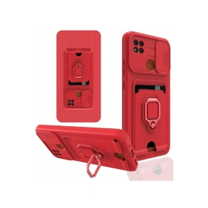 Newface Xiaomi Redmi 9C Kılıf Zuma Kartvizitli Yüzüklü Silikon - Kırmızı