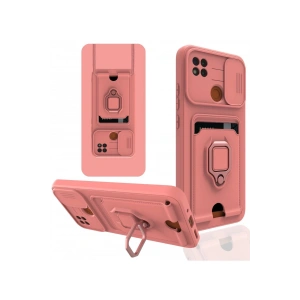 Newface Xiaomi Redmi 9C Kılıf Zuma Kartvizitli Yüzüklü Silikon - Pembe